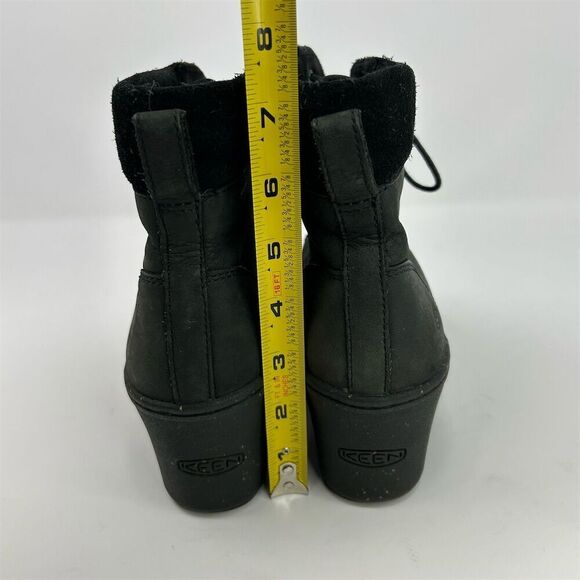 KEEN Women's Black Leather Lace-Up Mid Heel Wedge Boots Size 8.5 - Picture 10 of 14